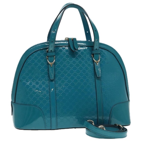 Auth Gucci Micro GG Turquoise 2Way Leather Bag - Picture 1 of 9
